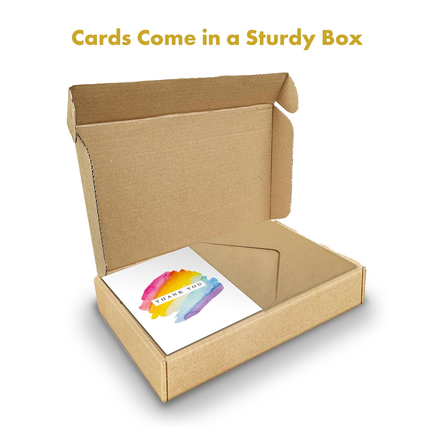 Giftinghouse 48 Thank You Cards Multipack with Envelopes - Watercolour design - Greeting cards for Teachers, weddings, and kids - Fully recyclable and Eco-friendly card