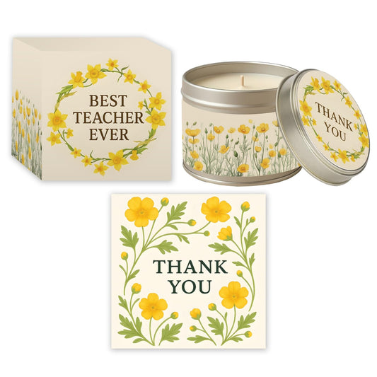 Thank You Gift for Women and Teacher – Lavender Scented Candle with Thank You Card & Gift Box – Ideal for Nursery, End of Year, Leaving, Graduation, Retirement or Christmas Gifts for Teachers
