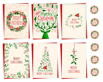 Charity Christmas Cards 2024 - Xmas Cards Pack of 24/48 Vintage Christmas Cards - Christmas Cards Multipack for family members and friends - MADE IN UK (24 CARDS)