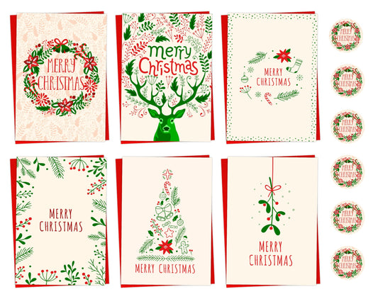 Charity Christmas Cards 2024 - Xmas Cards Pack of 24/48 Vintage Christmas Cards - Christmas Cards Multipack for family members and friends - MADE IN UK (24 CARDS)