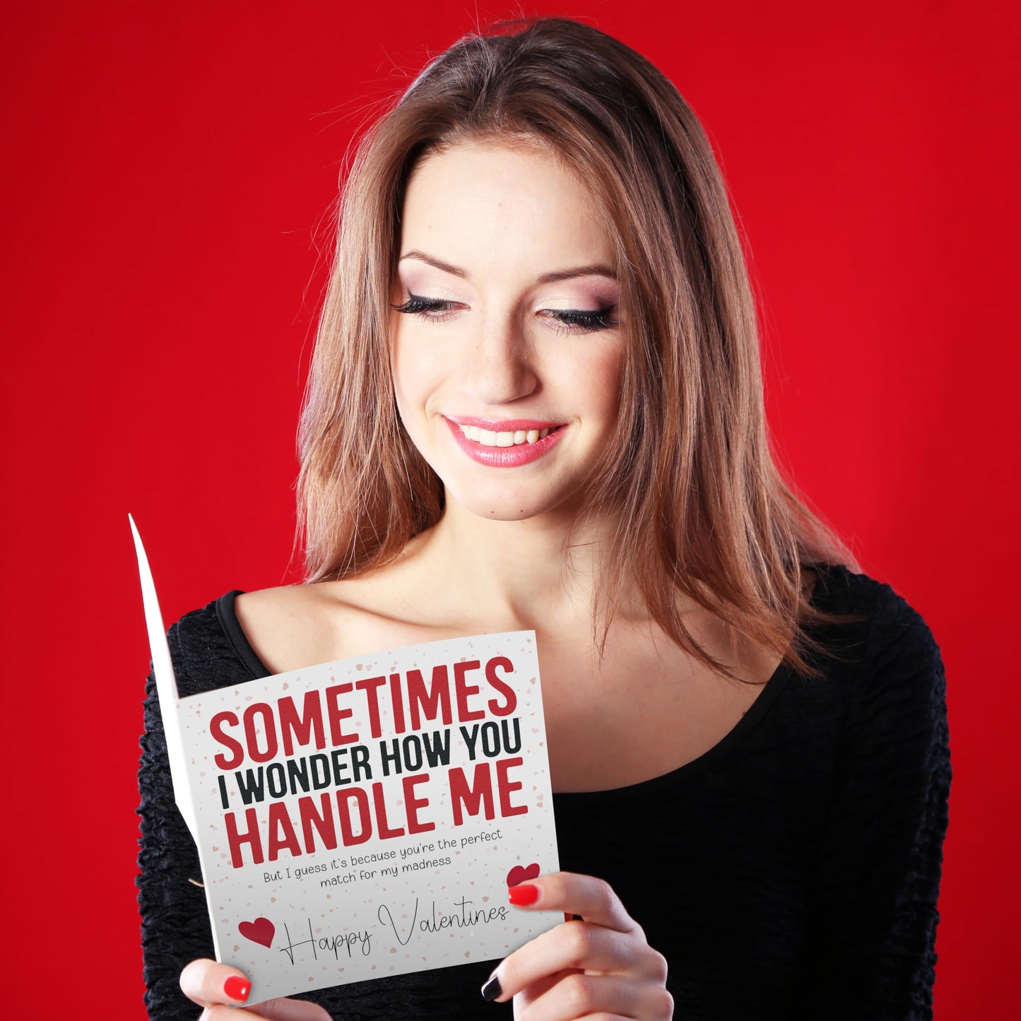 Funny Valentines Day Card – "Sometimes I Wonder How You Handle Me" – Eco-Friendly 150x150mm – Valentines Card for him, Valentines Card Wife, her, Husband, or Fiancé – Premium 350 GSM – Made in the UK
