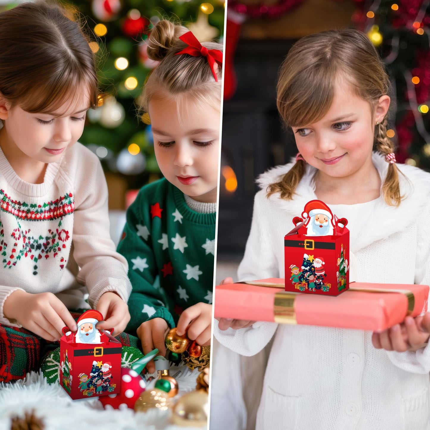 Giftinghouse Christmas sweet boxes empty for gifts -12/24/50 pcs - Christmas Treat presents - candy cupcake cookie – Large DIY Party Favor- Santa Claus boxes for decoration