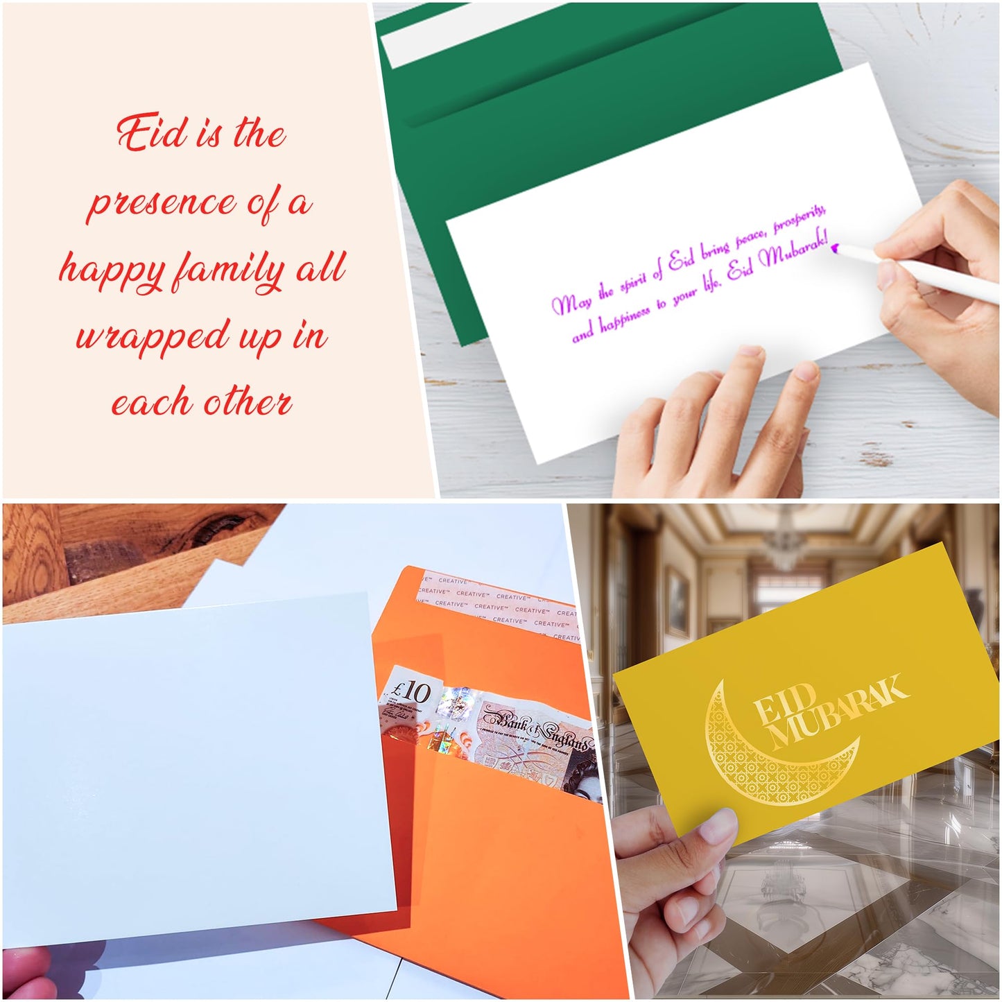 Giftinghouse Eid Cards Multipack with Money Envelopes Pack of 12 - Gold Foil Eid Mubarak Cards, Happy Eid Mubarak Money Envelopes Featuring 6 Unique Designs, Eid Money Wallets for Kids