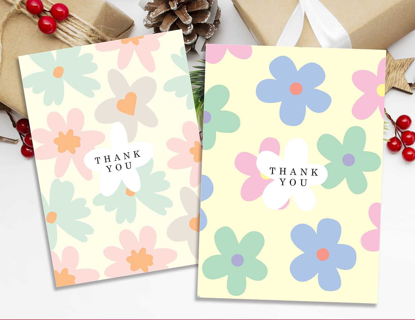 Giftinghouse Thank You Cards Multipack with Envelopes 12/24/48 - Petal Greeting cards for Teachers, wedding, kids - Fully recyclable and Eco-friendly cards. (Pack of 48 cards)
