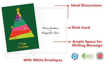 Christmas Cards Pack of 36 – Gold Foil Luxury Christmas Cards 2024 – Featuring 6 Stunning Designs (10 x 15cm) – Xmas Cards Multipack for Family & Friends - Made in the UK