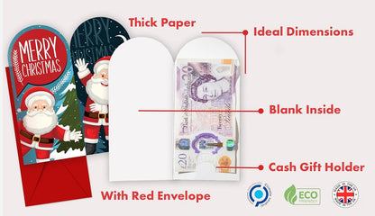 Giftinghouse Christmas Money Wallet and Envelopes for Cash Gifts 4/12/24 pcs – Xmas Greeting Cards Multipack - Eco-Friendly for Family, Friends and Kids - Cute Santa Designs.