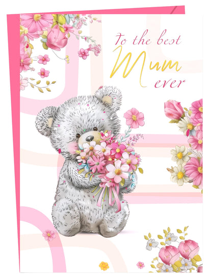 Giftinghouse A5 Foiled Mum Birthday Card with Envelope - Mothers Day Card - Luxury Mothers Day Cards for Mum from Daughter and Son - Made in UK