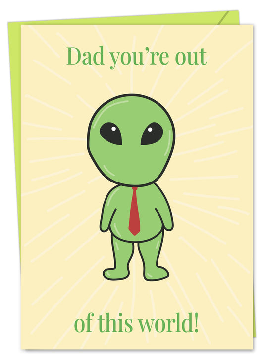 Father's Day Card with Envelope - Happy Fathers Day Card From Son, Daughter with a Heartfelt Message: 'You're Out of this World' - Made in UK