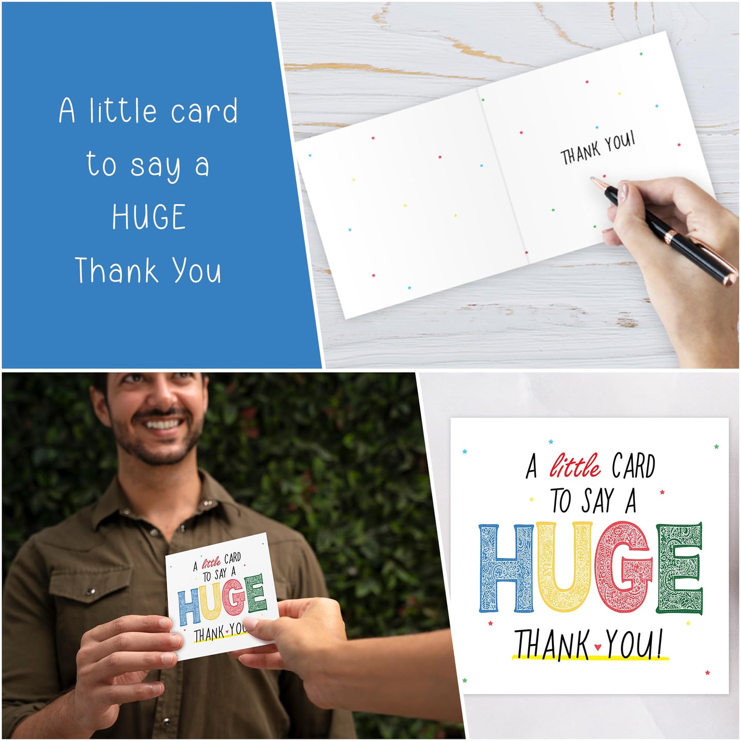 Thank You Card with Envelope | Premium Huge Thank You Greeting Card for Teachers, Weddings, Men, Women, Kids | Blank Inside, Eco-friendly | Made in the UK