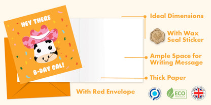 Birthday Card Girl With Elegant Wax Seal and Envelope - Blank Inside | Eco-Friendly Female Birthday Card for Women, Daughter, Sister, Friend, Her - Made in UK