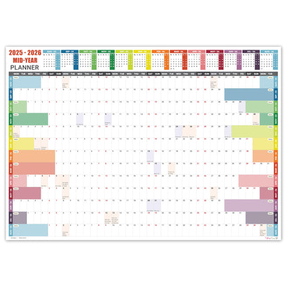 Academic Wall Planner 2025-2026 A1 Laminated – Wall Calendar from August 2025 to August 2026 – Large Size (85 x 59.4 cm) – 13 Months Mid Year Wall Planner 25/26 – Marked Holidays - Notes Space