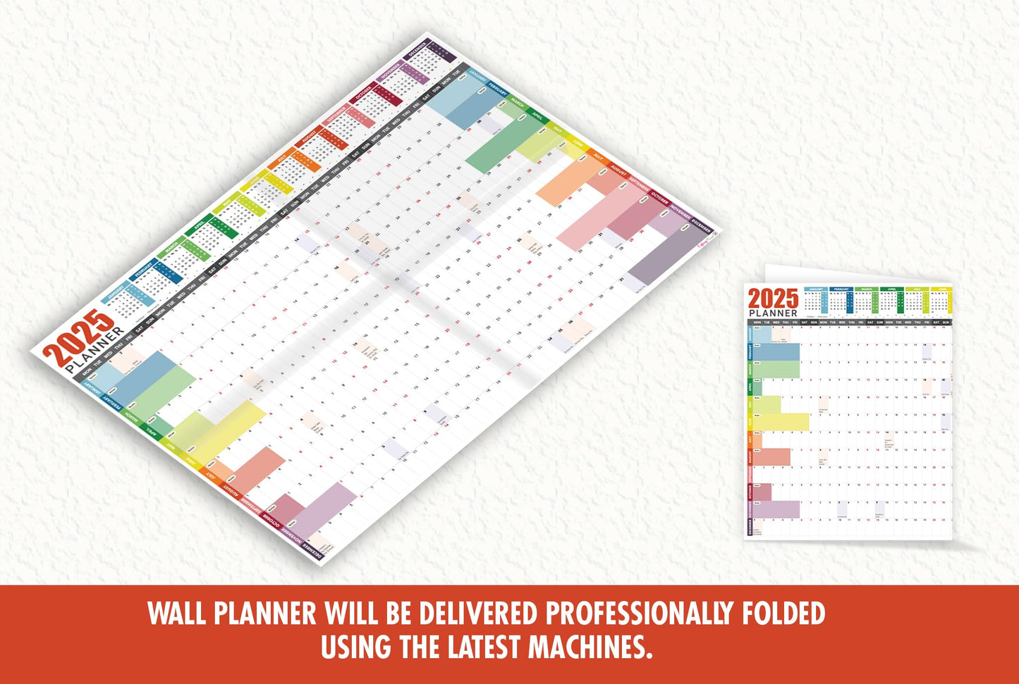 2025 Wall Planner A3 (42 x 29.7cm) - Jan To Dec Full Year Uncoated Wall Planner 2025 UK - Wall Calendar 2025 with mount stickers for home, office and school