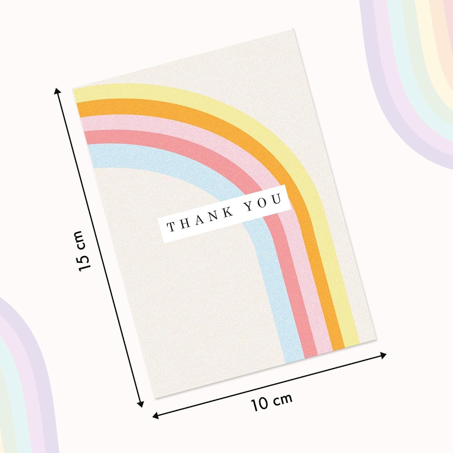 12 Thank You Cards Multipack with Envelopes - 12 Unique Watercolour and Rainbow Designs, thank you teacher cards - Greating cards for Kids, Christmas - Made in UK.