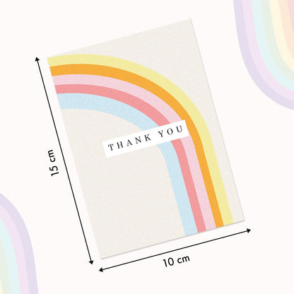 12 Thank You Cards Multipack with Envelopes - 12 Unique Watercolour and Rainbow Designs, thank you teacher cards - Greating cards for Kids, Christmas - Made in UK.
