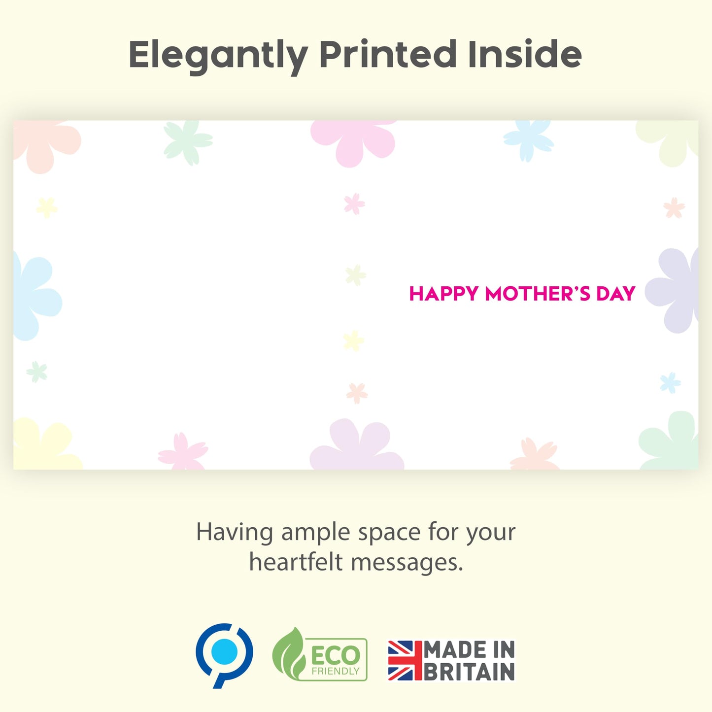 Mothers Day Card for Mum | Gold Foiling with Floral Petal Design, Embossed Sticker & Envelope | Happy Mother’s Day Card from Son or Daughter | 15x15 cm – Eco-Friendly 350 GSM - Made in the UK
