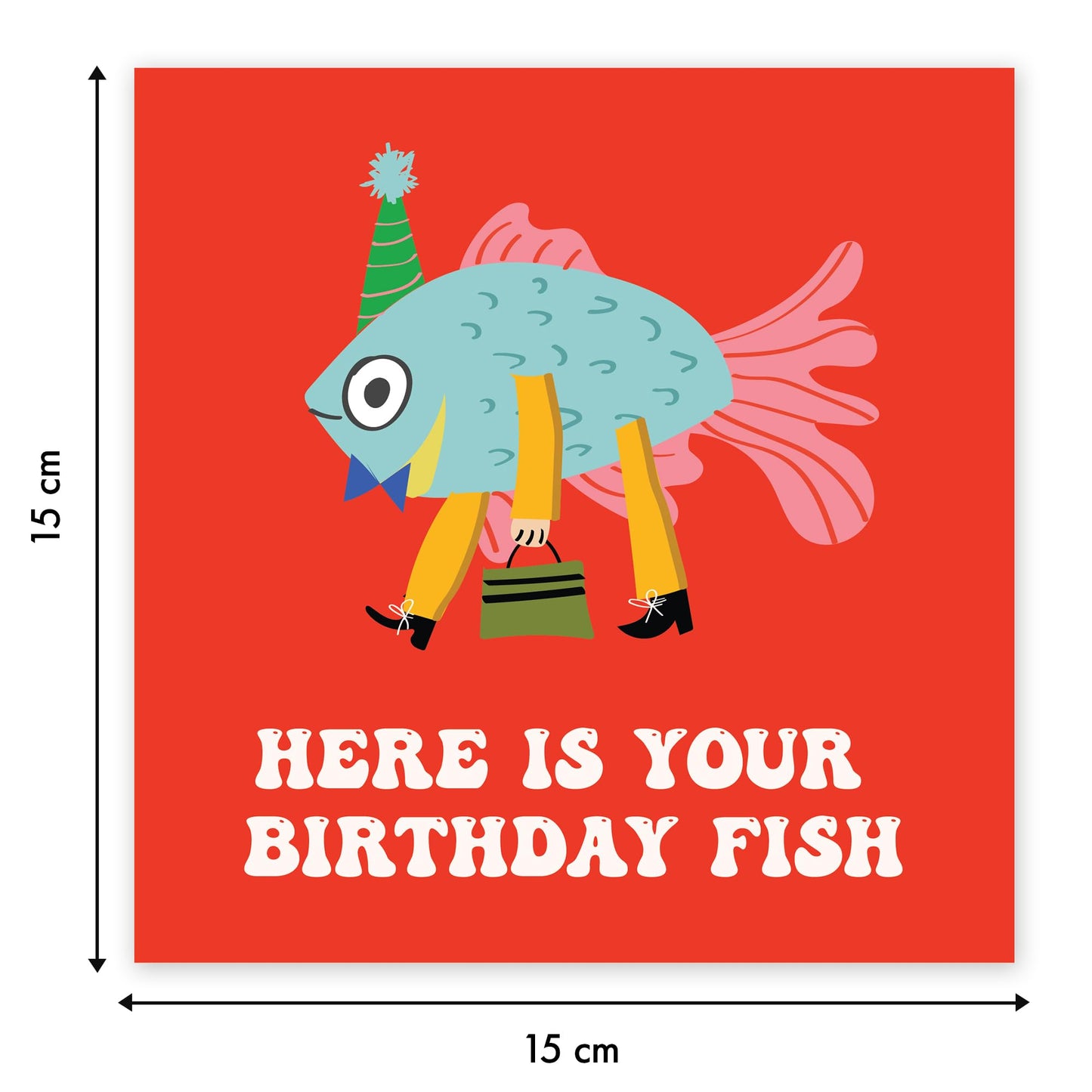 Friend Birthday Card Female with Premium Wax Seal - Here is Your Birthday Fish - Sister Birthday Card - Greeting Card for Women, Men, Son, Daughter, Wife, and Husband