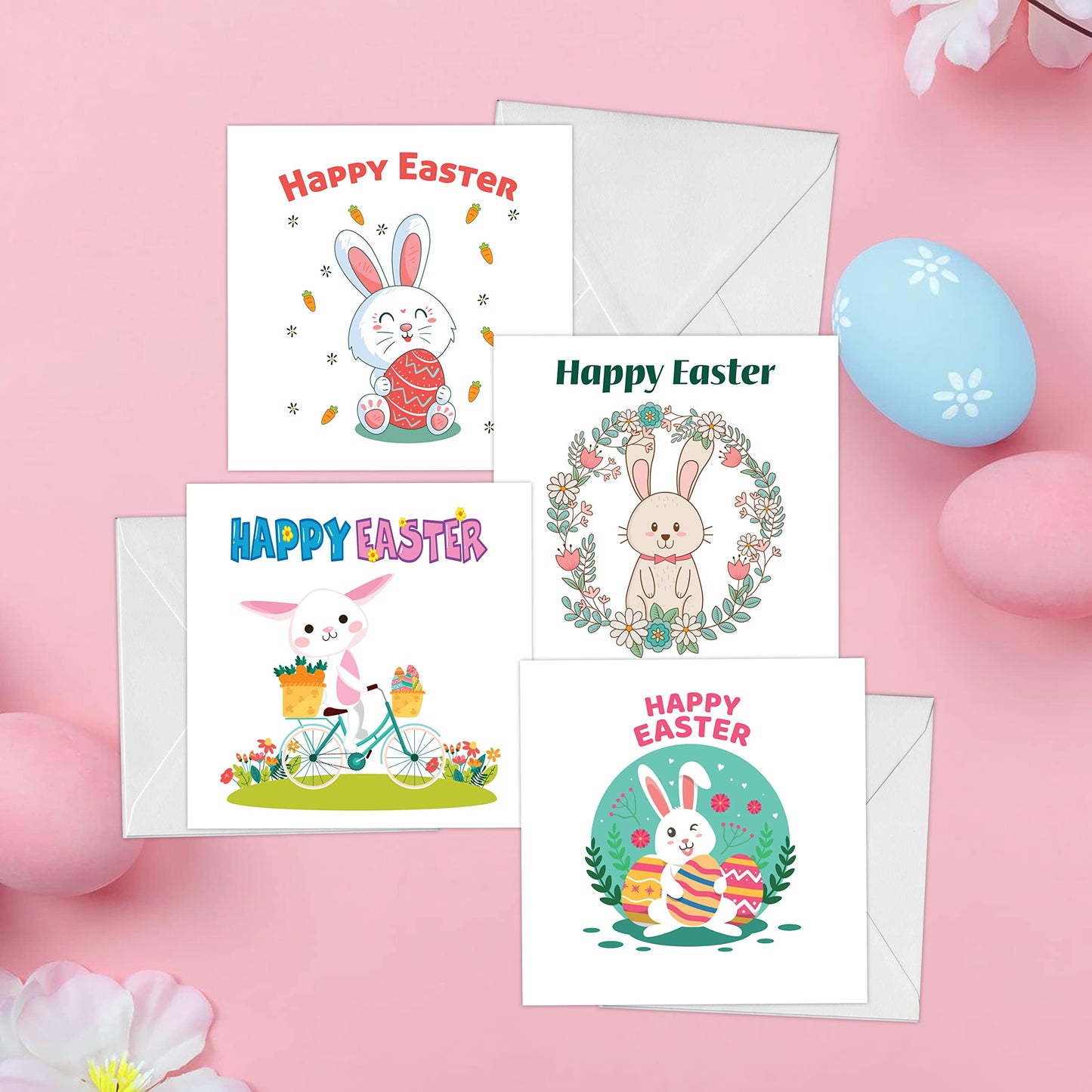 Giftinghouse Easter cards multipack 8/12 - Happy easter cards with envelopes - Eco-friendly luxury greeting cards for mum, kids, granddaughter, grandson