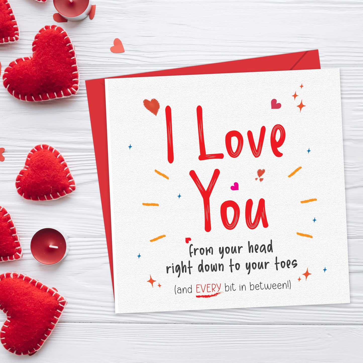 Funny Romantic Card for Him/Her – "I Love You" – Eco-Friendly 150x150mm – Valentines Card for him, Valentines Card Wife, her, Husband, or Fiancé – Premium 350 GSM – Made in the UK
