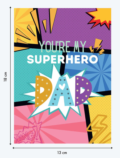 Giftinghouse Father's Day Card with Envelope, Happy Fathers Day Card From Son, Daughter - You're My Super Hero - Made in the UK