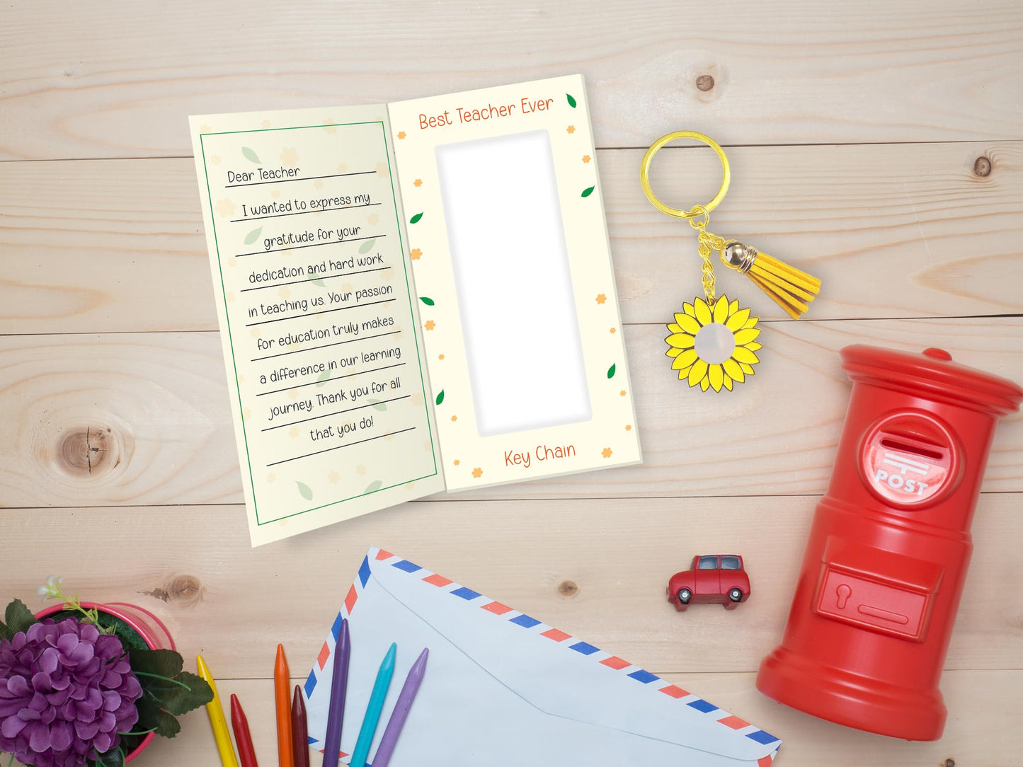 Giftinghouse 3 Pcs Thank You Teacher Gifts for Women and Men - 'Thank You for Helping Me Grow' Gift Box with Keyring - Best Nursery Teacher Appreciation Gift - Made in the UK