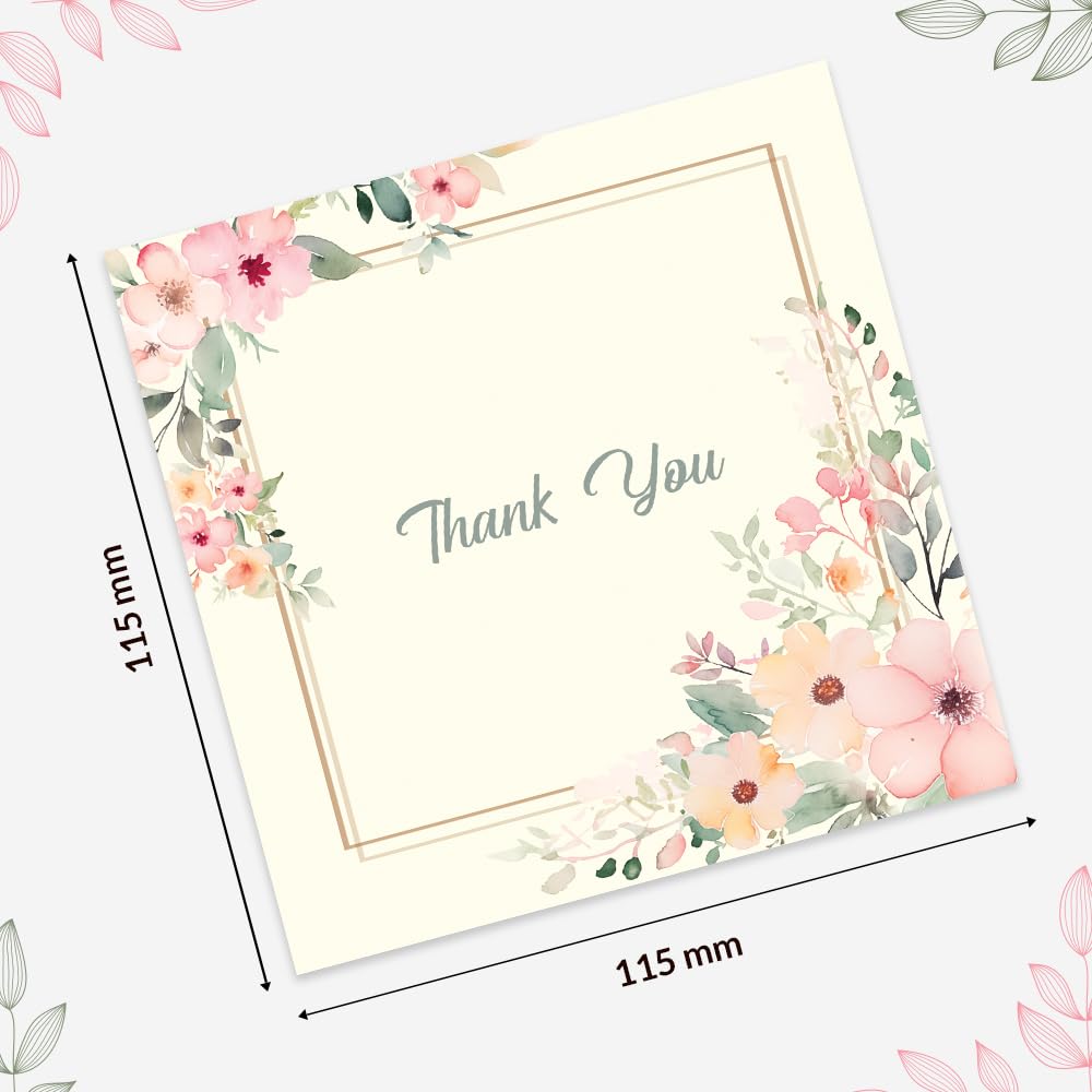 Giftinghouse Thank You Cards Multipack with Envelopes - Pack of 12/24/48 Floral Thank You Greeting Cards For Wedding, Teachers, Kids - Eco-friendly - MADE IN UK.