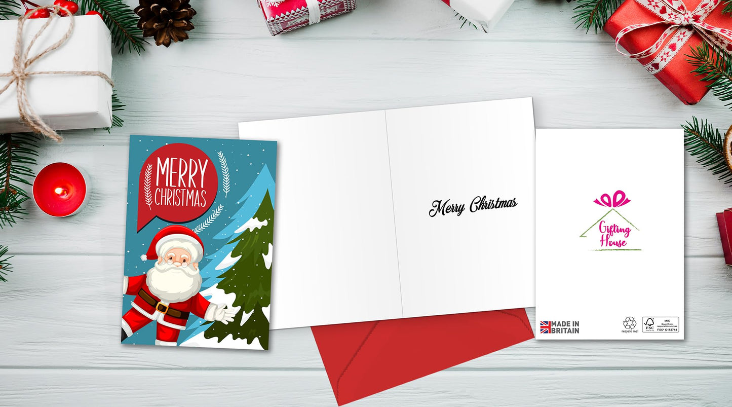 Giftinghouse Christmas Cards Multipack of 24/48 Xmas Santa cards for Family, Friends, Granddaughter and Childrens | Eco-friendly seasonal greeting card for sale.