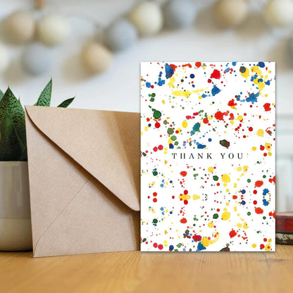 12 Thank You Cards Multipack with Envelopes - 12 Unique Watercolour and Rainbow Designs, thank you teacher cards - Greating cards for Kids, Christmas - Made in UK.