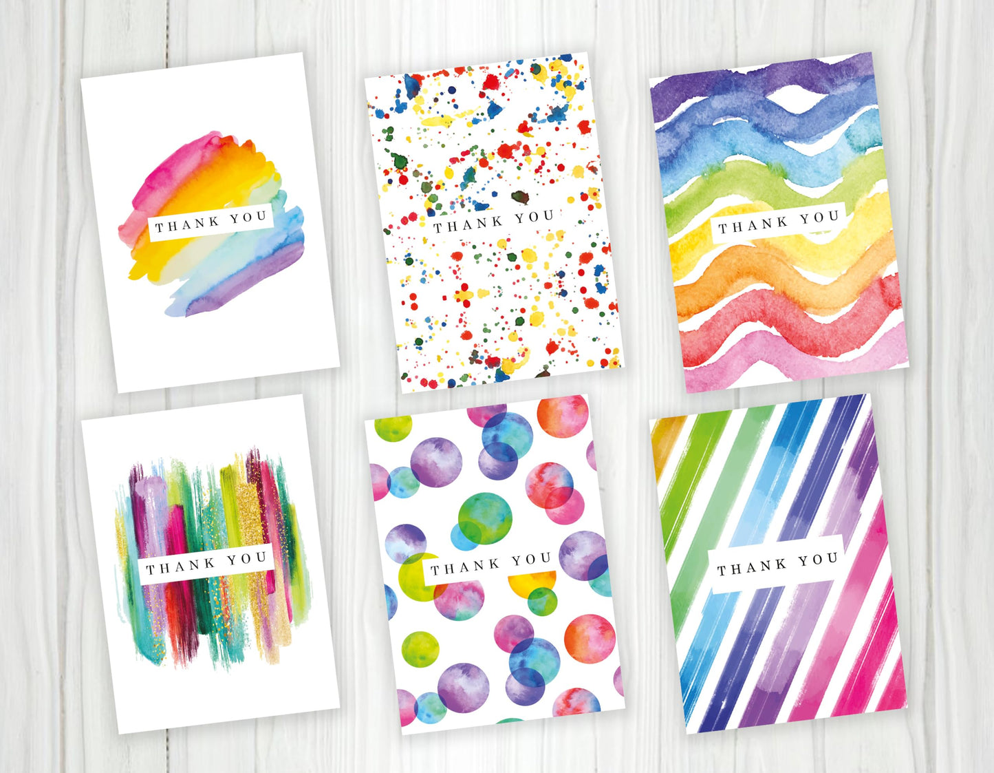 Giftinghouse 48 Thank You Cards Multipack with Envelopes - Watercolour design - Greeting cards for Teachers, weddings, and kids - Fully recyclable and Eco-friendly card