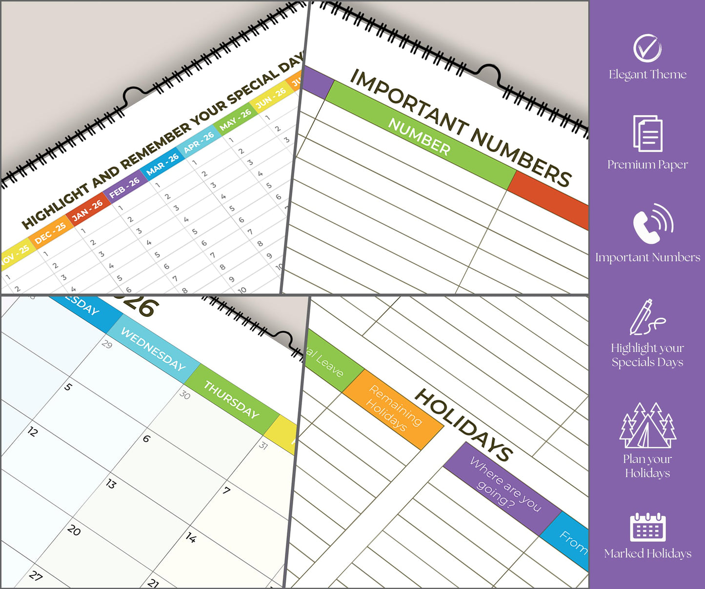 18 Month Calendar 2025-2026 – A4 Wall Calendar UK (29.7 x 21 cm) – From July 2025 to December 2026 – Month-to-View Planner with Blank Notes Pages for Each Month – Ideal for Family, Office, Students