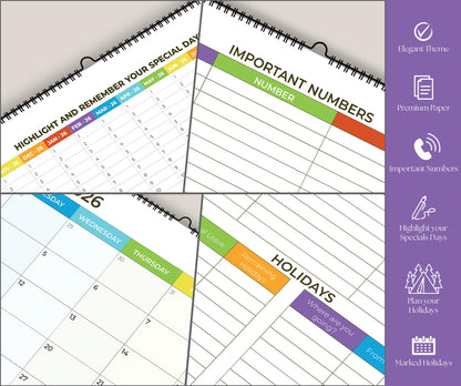 18 Month Calendar 2025-2026 – A4 Wall Calendar UK (29.7 x 21 cm) – From July 2025 to December 2026 – Month-to-View Planner with Blank Notes Pages for Each Month – Ideal for Family, Office, Students