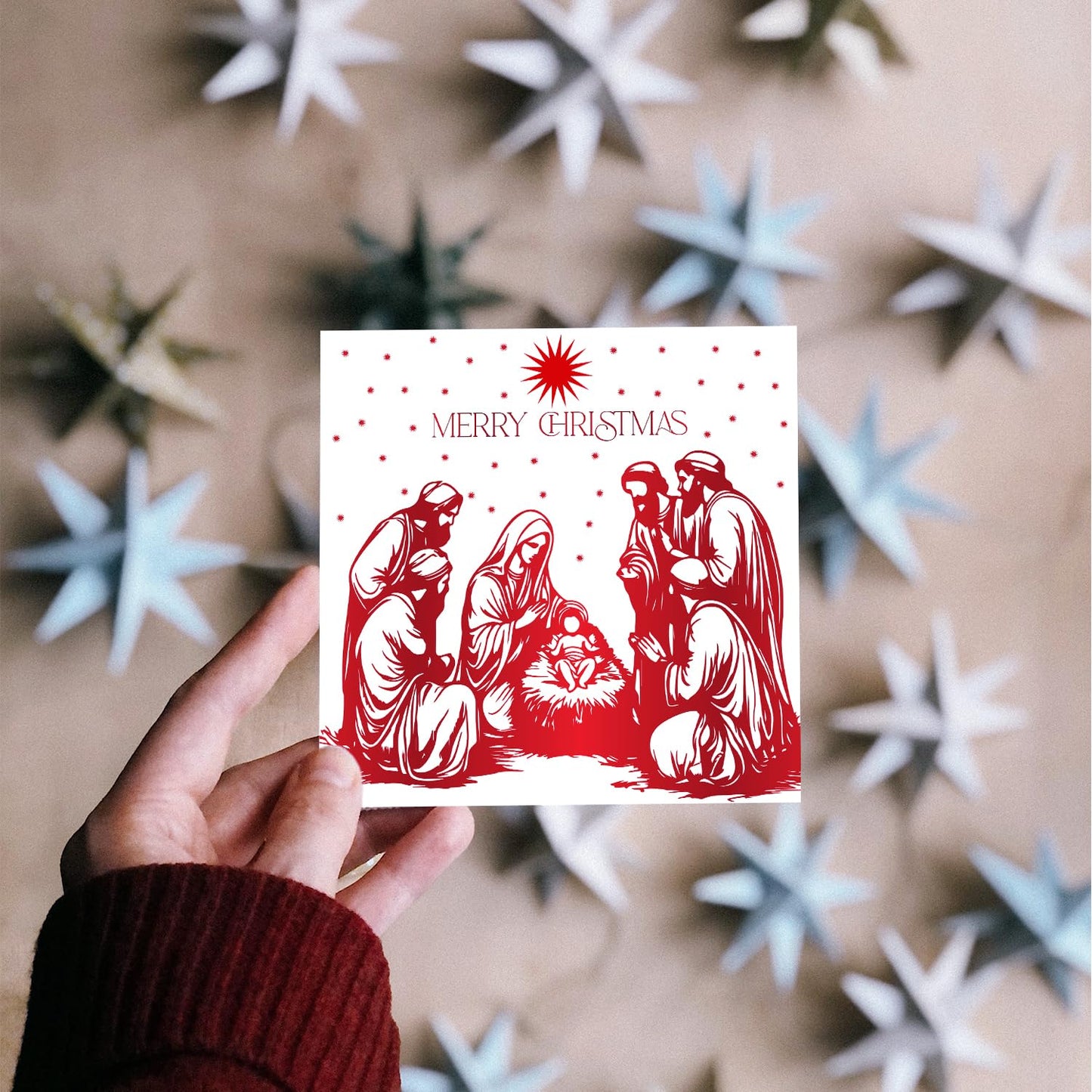 Pack of 12 Religious Christmas Cards 2024 with Envelopes - Luxury Christmas Cards Multipack - Xmas Cards Featuring 6 Unique Nativity Designs, 125 x 125 mm - Perfect Greeting Cards for Family & Friends