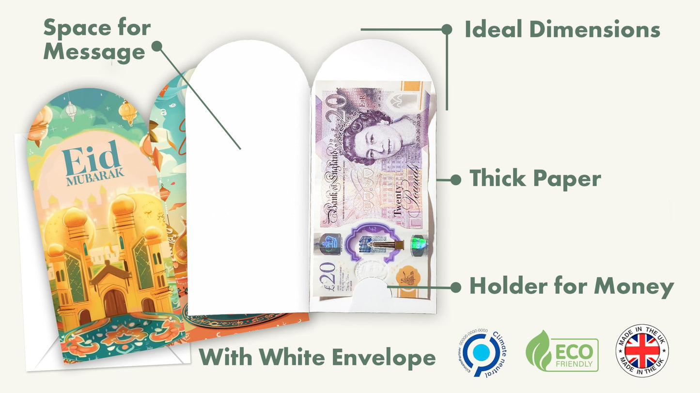 Giftinghouse Eid Money Envelopes 6/12/18 Pack - Eid Mubarak Cards – Happy Eid Mubarak Money Envelopes Featuring 6 Unique Designs, Perfect Eid Money Wallets for Kids, Eid Cards Multipack