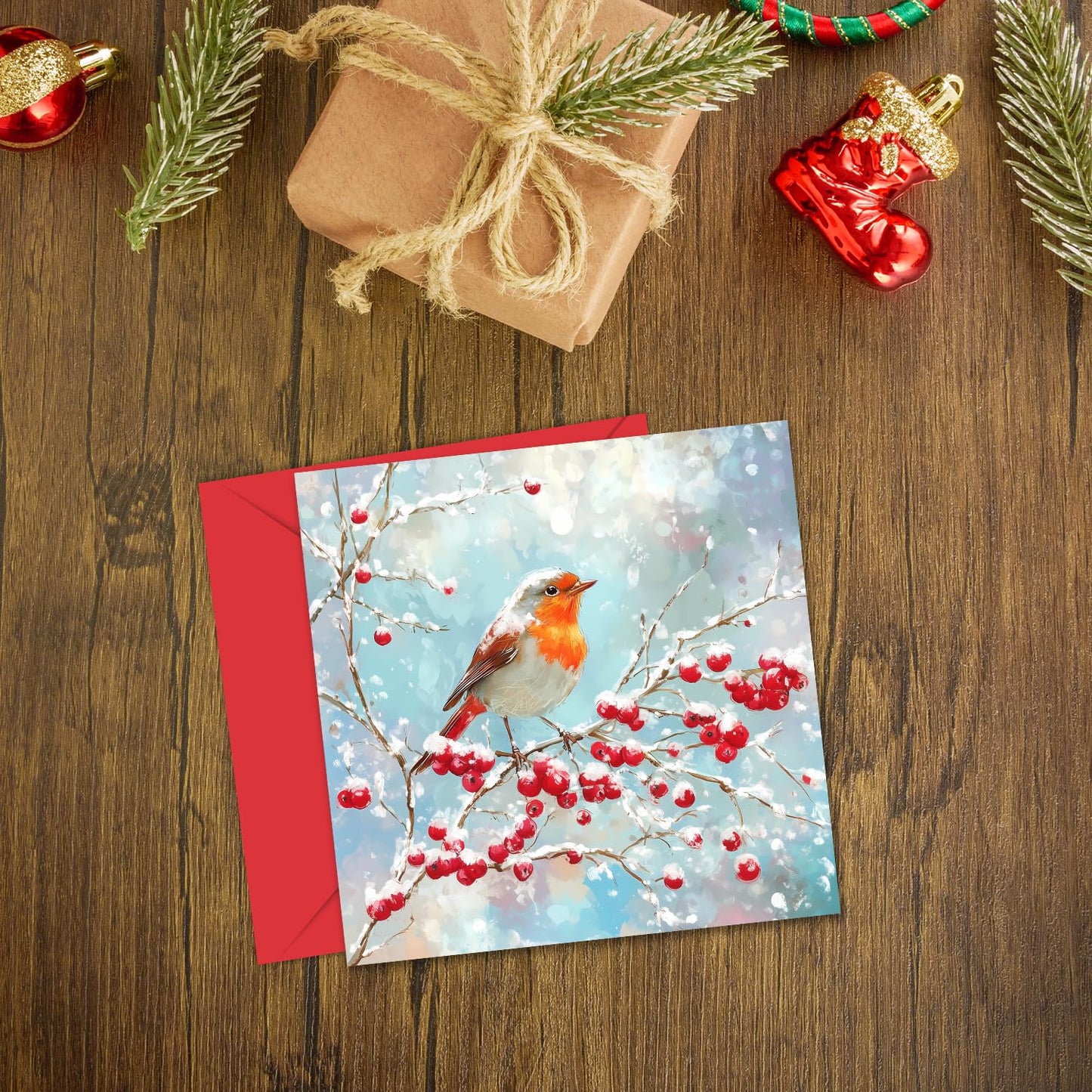 24 Christmas Cards 2024 Multipack with Envelopes - Christmas Cards Pack - Xmas Cards - Featuring Robin Christmas Cards Pack of 6 Robin Designs (125x125 mm)