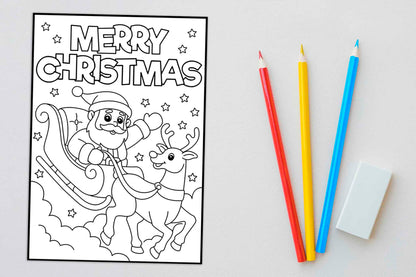 Giftinghouse Colouring Christmas Cards Pack of 12/24/48 | Multipack Xmas cards for Family, Friends, Granddaughter and Childrens | Eco-friendly seasonal greeting card for sale. (Colouring santa, 24 cards)