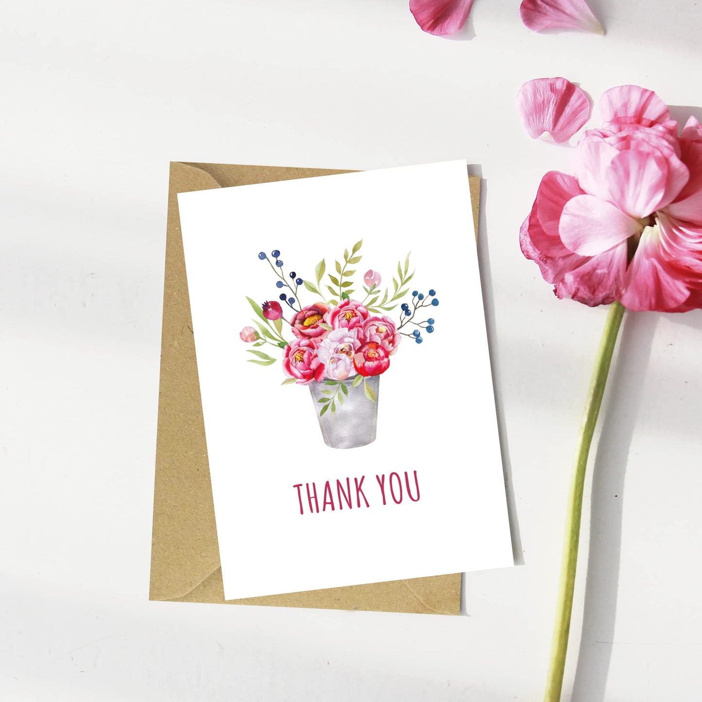 Giftinghouse Thank You Cards Multipack with Envelopes 12/24/48 Packs – Floral Design with Kraft Envelopes - Greeting cards for small business, wedding, kids Fully recyclable.
