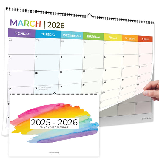 18 Month Calendar 2025-2026 – A4 Wall Calendar UK (29.7 x 21 cm) – From July 2025 to December 2026 – Month-to-View Planner with Blank Notes Pages for Each Month – Ideal for Family, Office, Students