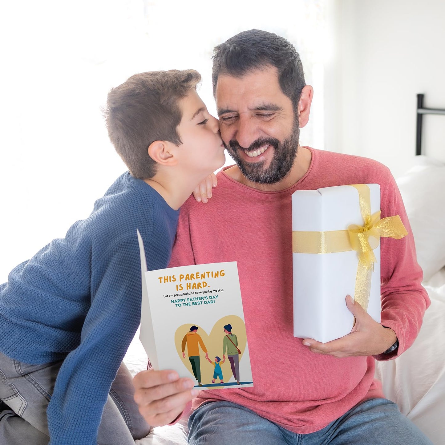 Giftinghouse Husband Fathers Day Card with Envelope, Happy Fathers Day Card From Wife - Fathers Day Card for Husband with the Message 'To The Best Dad!' - Premium Father's Card.