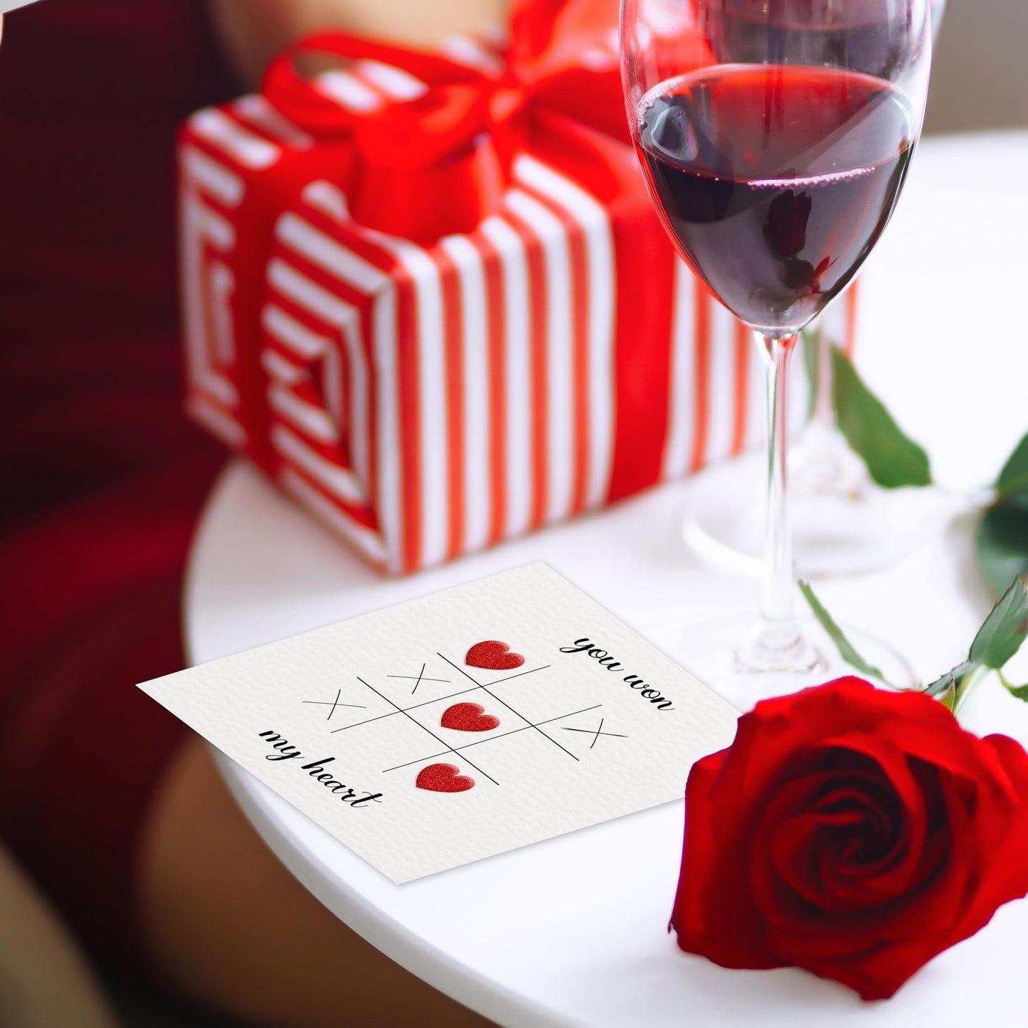 Valentines day card – You Won My Heart – Red Foil Heart Design – Eco-Friendly 150 x 150mm – Perfect Valentines Card for Him, Her, Husband, Wife, or Fiancé – Premium 350 GSM – Made in the UK