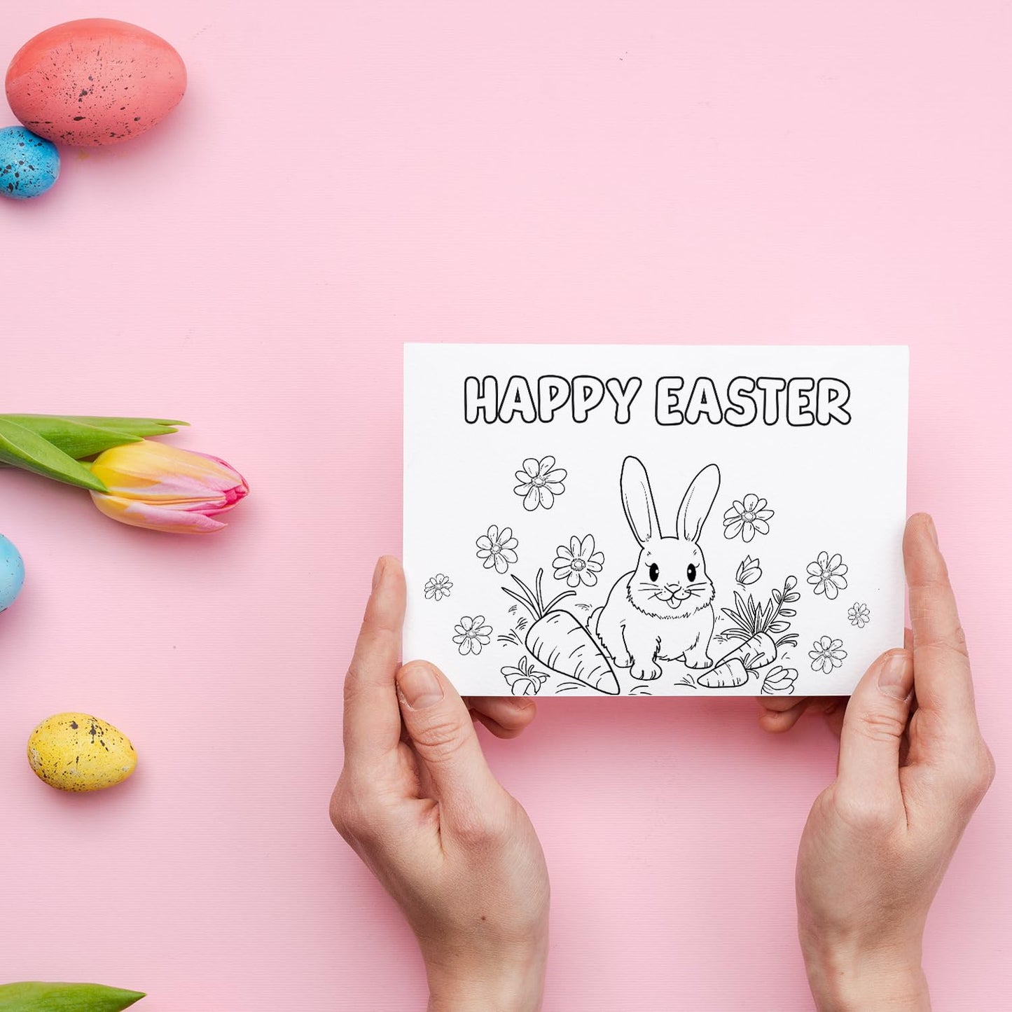Giftinghouse Colouring Easter Cards 12/24 with Colouring Pencils and Envelopes for Kids, Easter Cards Multipack - Featuring 6 Mixed Easter Designs, Eco-friendly Greeting Cards Gift for kids (24 PACKS)