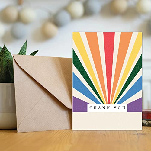 Giftinghouse 12/24/48 Thank You Cards Multipack with Envelopes - Rainbow Greeting cards for Teachers, kids, notes, and Christmas gifts - Fully recyclable and Eco-friendly cards.