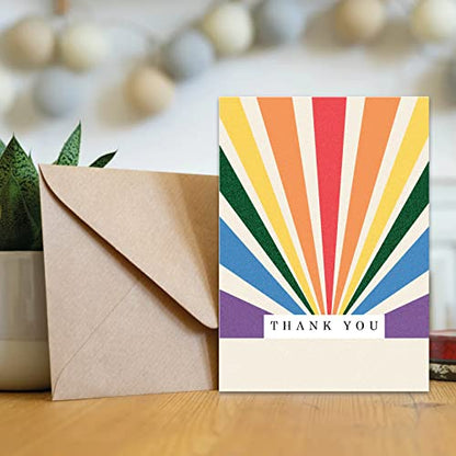 Giftinghouse 12/24/48 Thank You Cards Multipack with Envelopes - Rainbow Greeting cards for Teachers, kids, notes, and Christmas gifts - Fully recyclable and Eco-friendly cards.