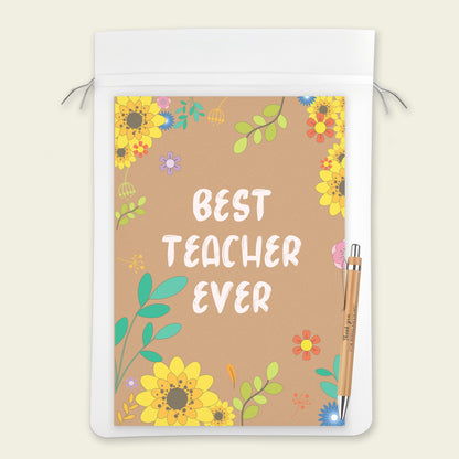 6 Pack Thank You Teacher Gifts for Women & Men – Includes 6 Appreciation Thank You Teacher Cards with Bamboo Pens and Gift Bags – End of Year, Leaving, Graduation or Christmas Gifts for Teachers