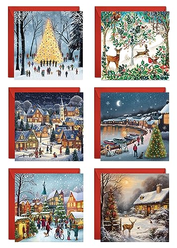 Giftinghouse Charity Christmas Cards 2024 Pack of 24 | Multipack Xmas Cards for Family, Friends with Red envelopes (24 Pack) MADE IN UK