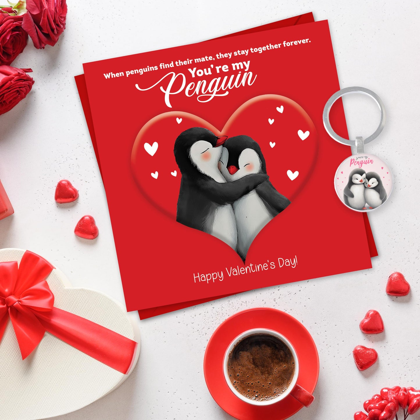 Giftinghouse Anniversary card for wife/husband with keyring - Husband Anniversary Card - Happy Anniversary Card - You Are My Penguin - Gift for him, her - MADE IN UK.