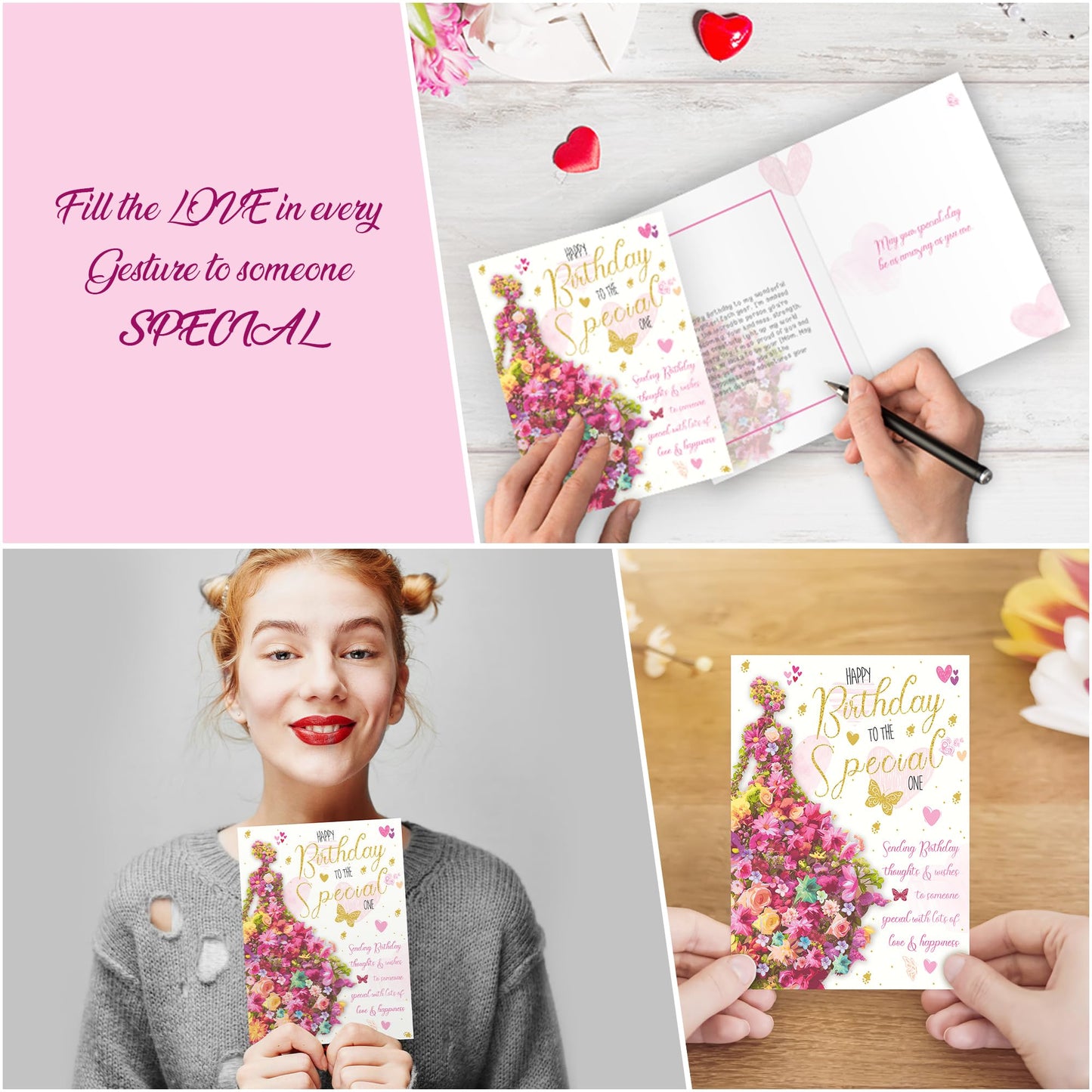 Birthday Card for Women with Envelope - Foiled Traditional Female Birthday Card - Eco-Friendly, Happy Birthday Card Girl, Large Size (8.8x6.3 inch) - Someone Special Birthday Card for Her - Made in UK