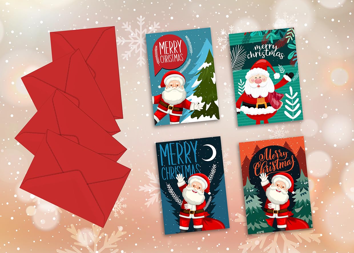 Giftinghouse Christmas Cards Multipack of 24/48 Xmas Santa cards for Family, Friends, Granddaughter and Childrens | Eco-friendly seasonal greeting card for sale.