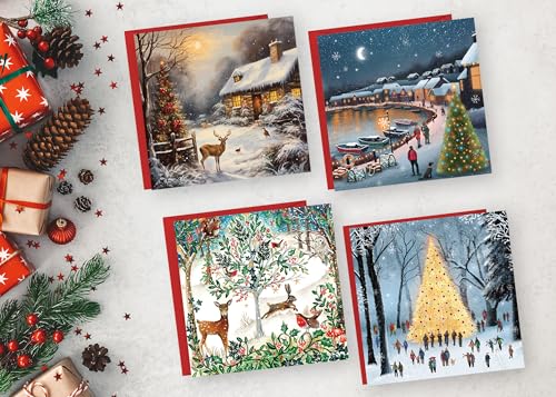 Giftinghouse Charity Christmas Cards 2024 Pack of 24 | Multipack Xmas Cards for Family, Friends with Red envelopes (24 Pack) MADE IN UK