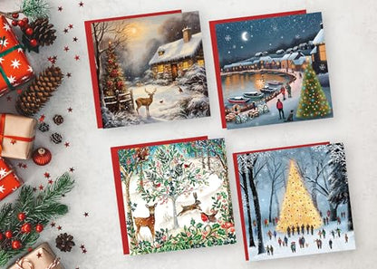 Giftinghouse Charity Christmas Cards 2024 Pack of 24 | Multipack Xmas Cards for Family, Friends with Red envelopes (24 Pack) MADE IN UK