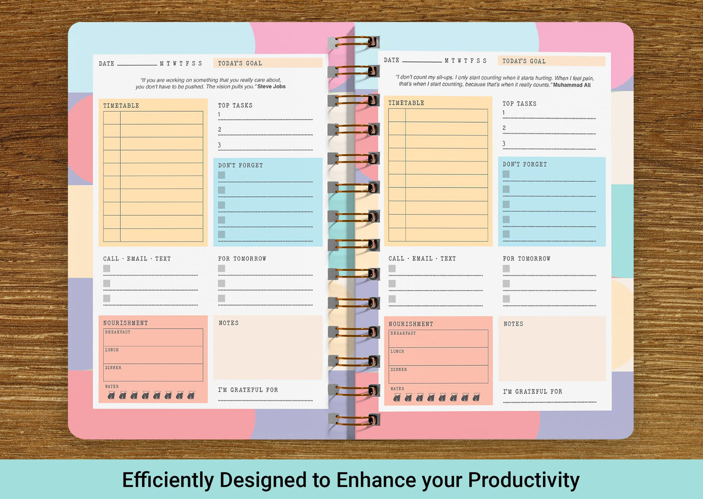 Giftinghouse Daily Planner Notebook Undated - To do list Notebook A5 - Weekly planner with Habit & Routine Tracker - Productivity Planner, Spiral Appointment Planner for Men and Women, Elastic Closure.