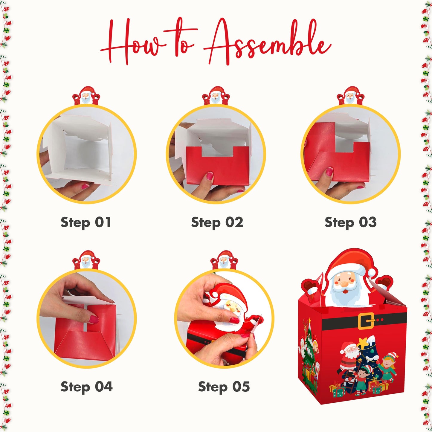 Giftinghouse Christmas sweet boxes empty for gifts -12/24/50 pcs - Christmas Treat presents - candy cupcake cookie – Large DIY Party Favor- Santa Claus boxes for decoration